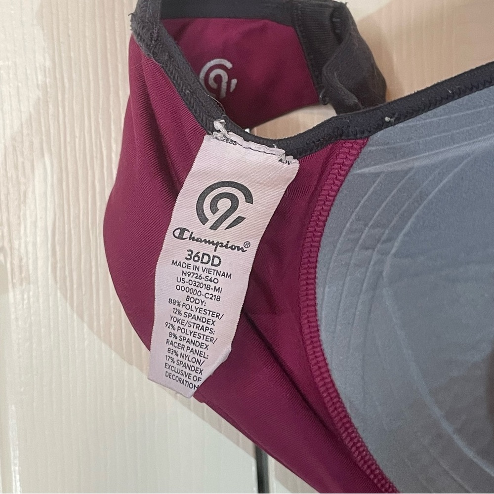 Women's Dark Pink and Black Champion Sports Bra - Picture 3 of 3